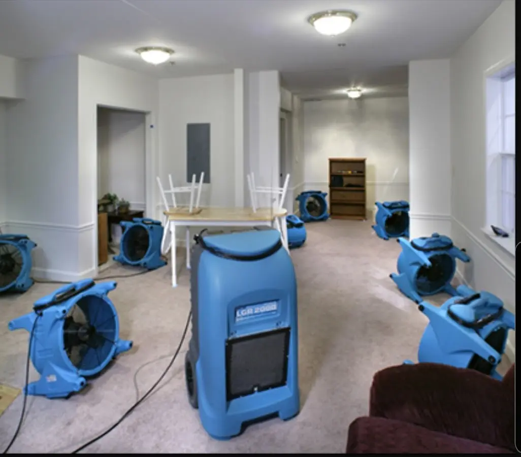 Air movers and dehumidifier setup for Water Damage Restoration in Bolingbrook